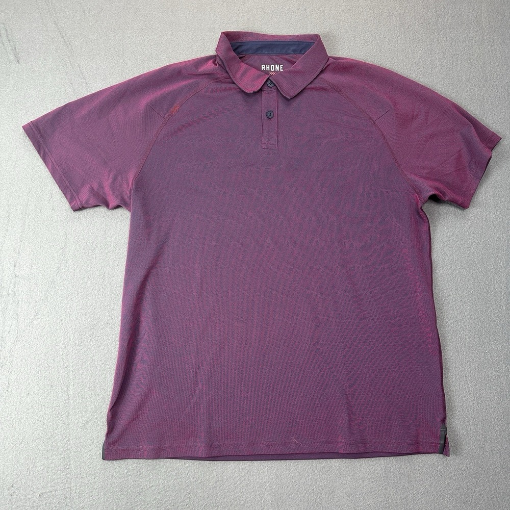 Rhone Delta Pique Polo Shirt Mens Large Burgundy Long Sleeve Golf Performance